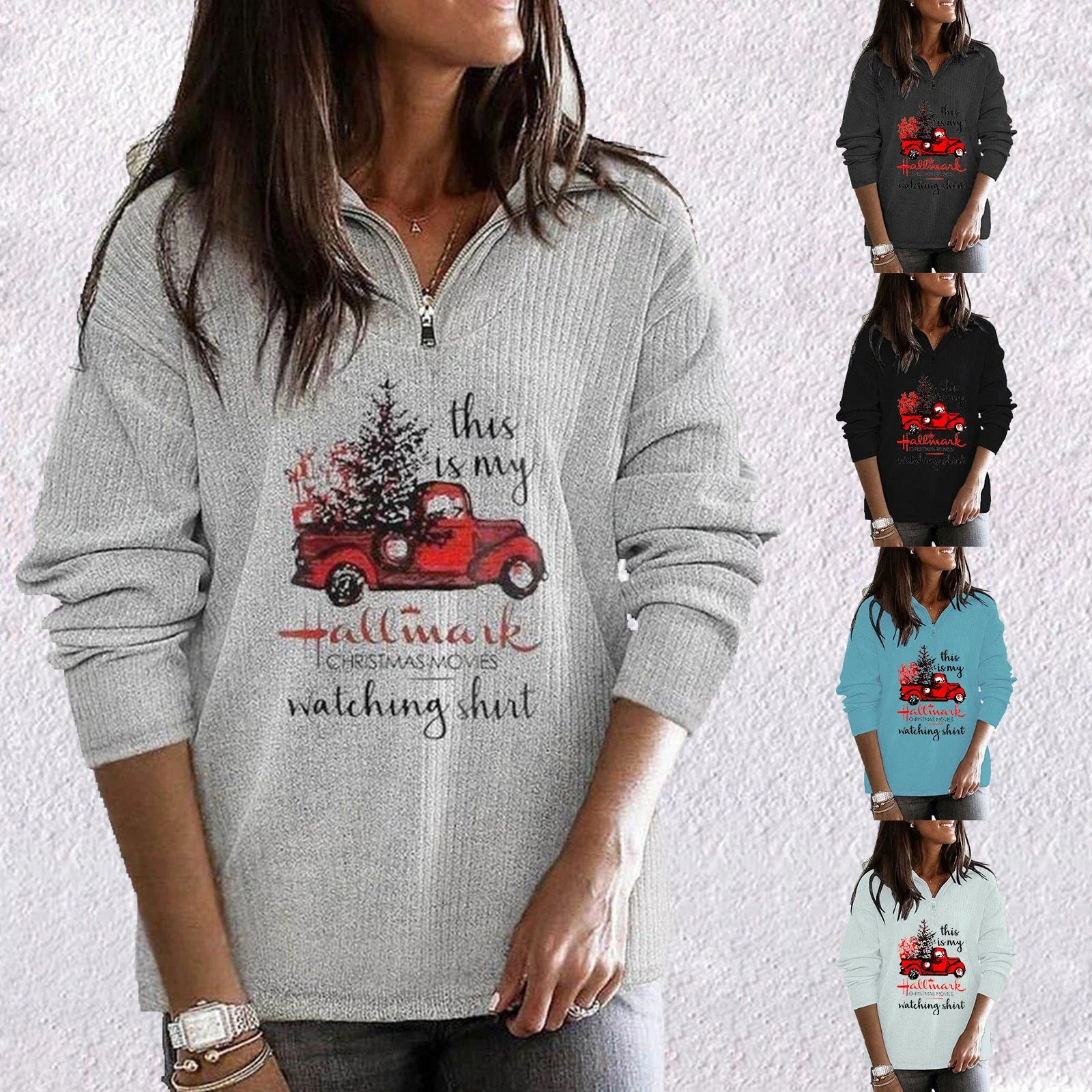 Premium Cashmere Zipper Sweater for Stylish Women in White, Black, Dark Gray, Light Blue, and Light Gray Colors