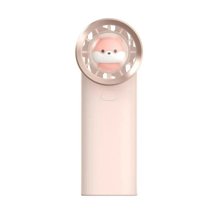 Cute squirrel-shaped mini handheld fan with adjustable speeds and USB charging capabilities