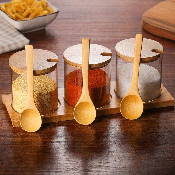 Hhomeenjoy Elegant Glass Canister with Wooden Spoon