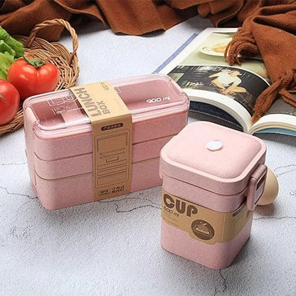 A stylish and practical 3-tier portable lunch box with separate compartments for organizing and transporting meals on the go