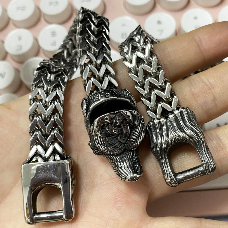 Hhomeenjoy US Stylish Titanium Steel Viking Bracelet for Men - Retro Punk Vibe
