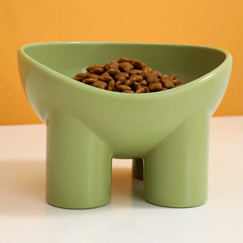 Elevated high foot pet bowl with neck support and anti-tip design for small dogs and cats