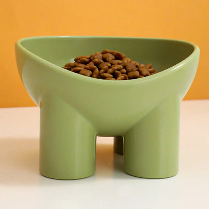 Elevated high foot pet bowl with neck support and anti-tip design for small dogs and cats