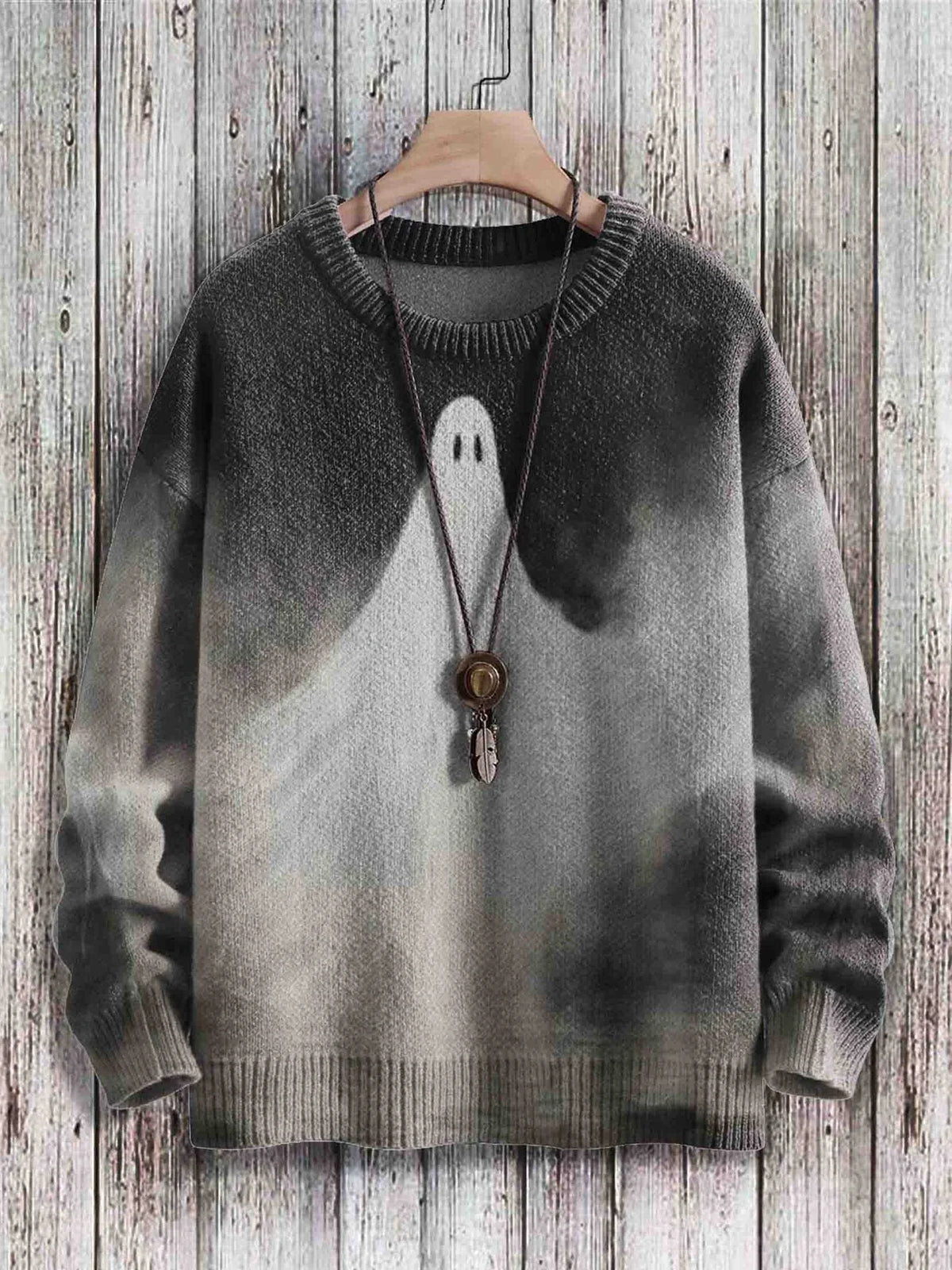 Ghostly Halloween sweater with playful ghost design, available in a variety of colors and sizes