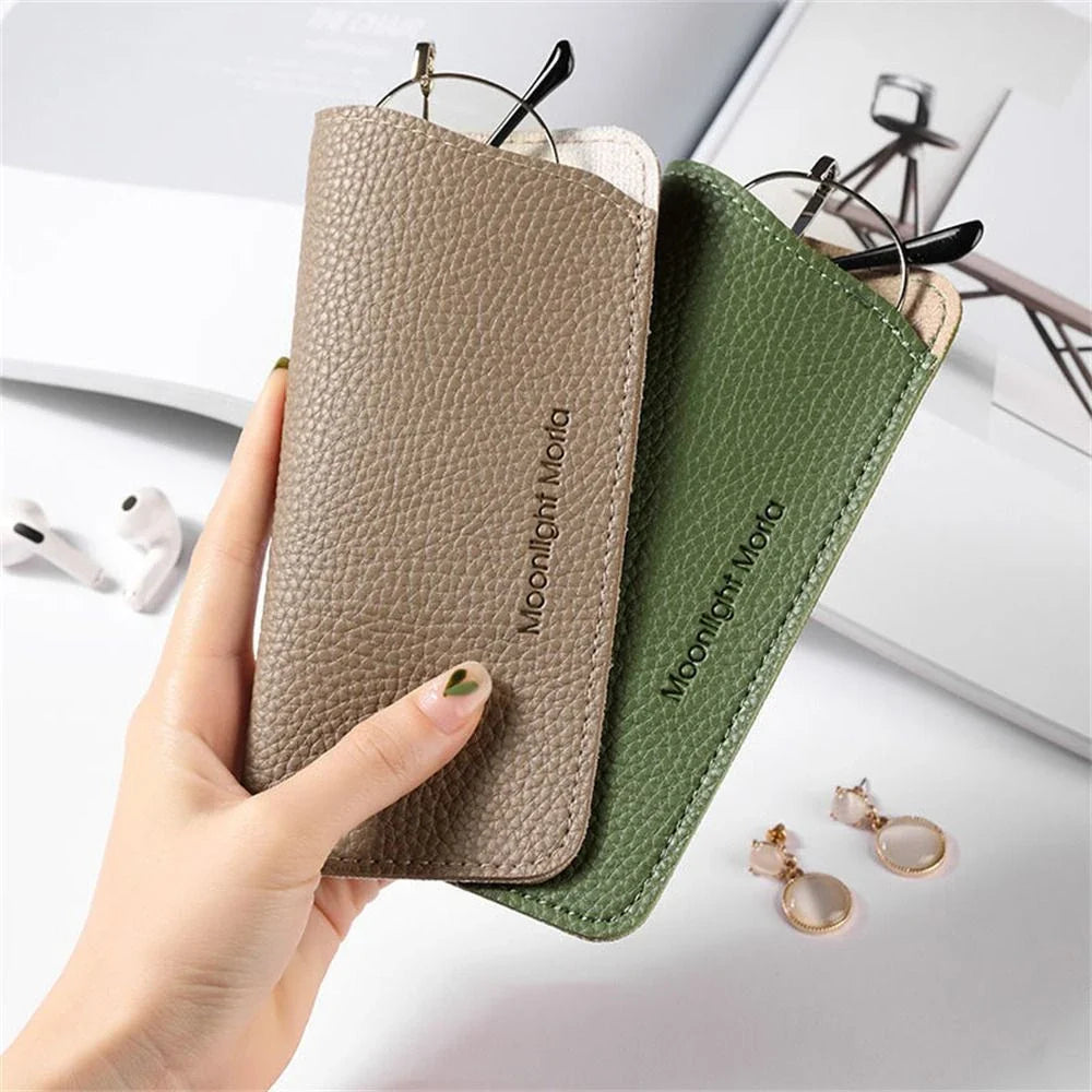 Stylish portable eyewear case in various colors, made of high-quality PU leather to protect glasses and sunglasses