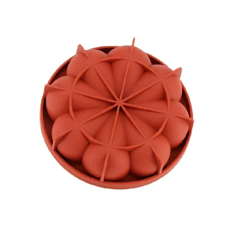 Silicone Flower Cake Mold in various colors, with a durable and eco-friendly design for convenient baking