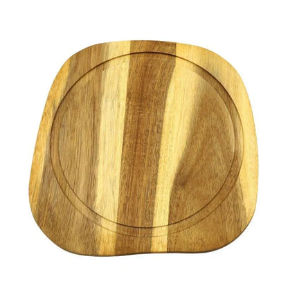 Premium Acacia wood chopping board with a juice groove for containing messy juices during food preparation