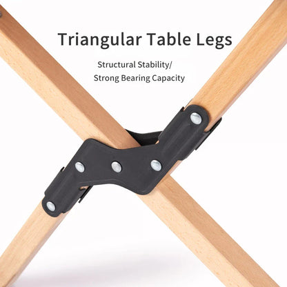 Durable Outdoor Folding Table made of beech wood with a khaki color, perfect for camping, picnics, and outdoor gatherings