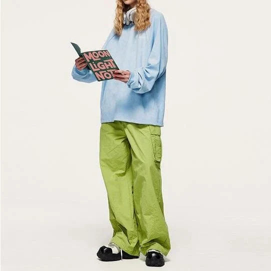 Cozy Embossed Faux-Suede Long-Sleeve T-Shirt in Blue with Unique Textured Design