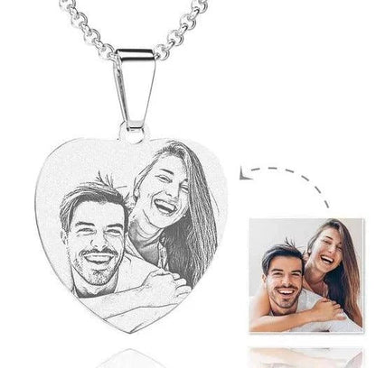 Personalized Photo Engraved Titanium Steel Necklace with Customizable Pendant