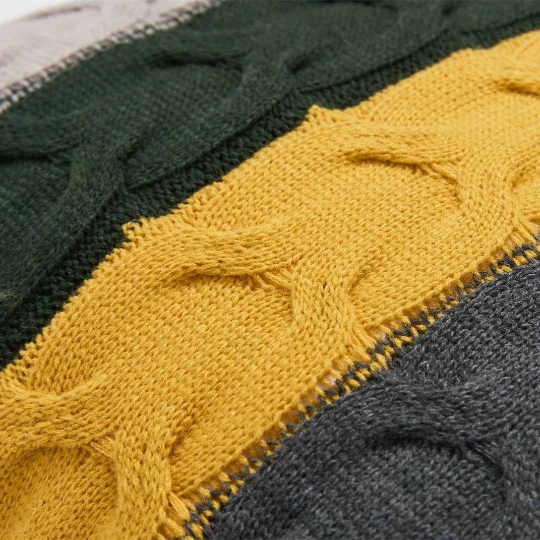 Boho Decorative Wool Knitted Fringed Pillow in Multicolor, Plush Cushion for Sofa and Bed Decor