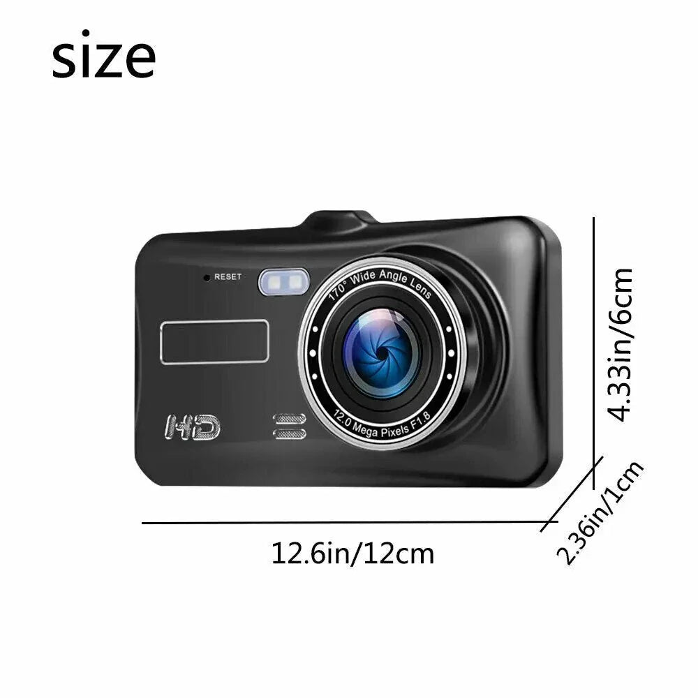 1080P Full HD Dual Dash Cam with Night Vision and 170 Degree Wide Angle Lens