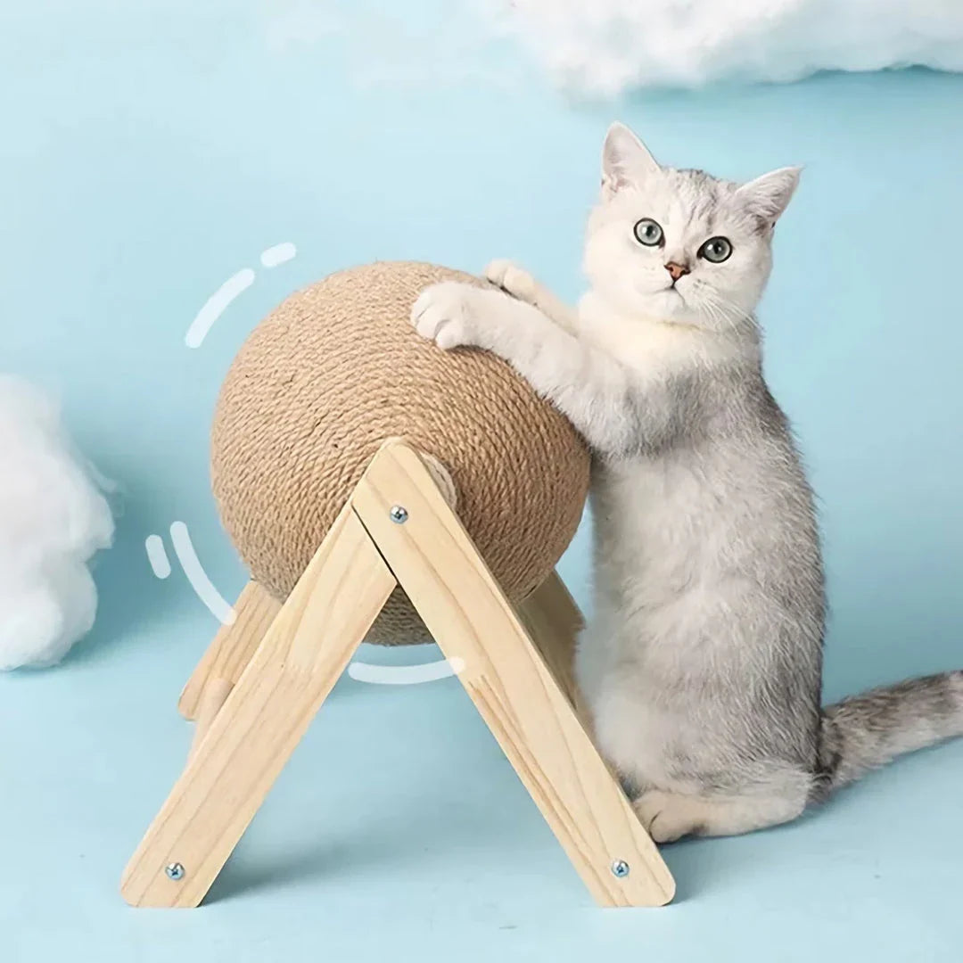 Premium sisal cat scratching ball toy with durable construction and modern design to protect furniture and entertain feline companions
