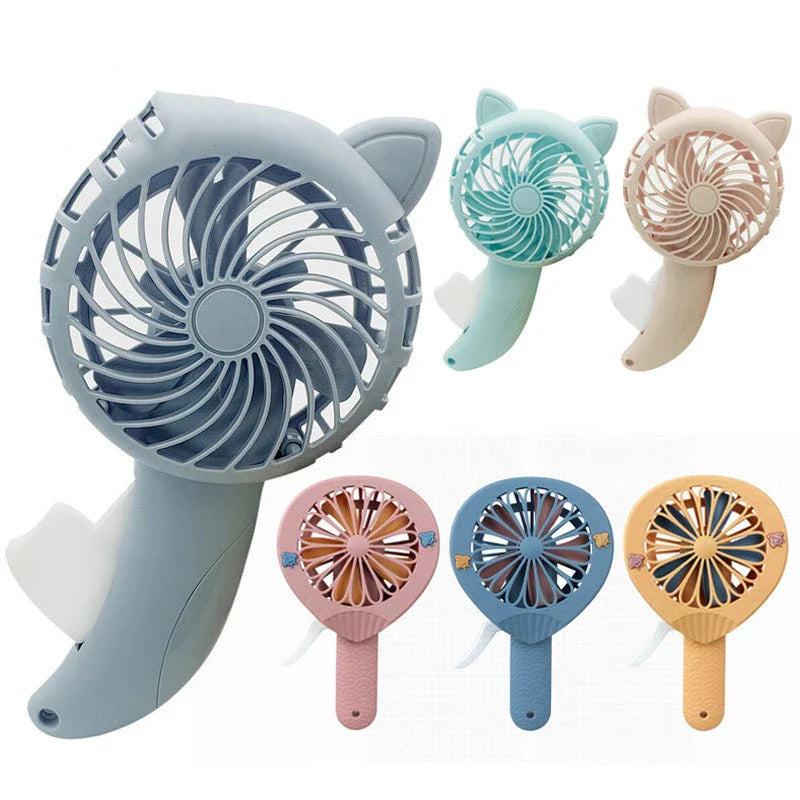 Convenient hand-held fan with a large cartoon hand design for activating the gentle breeze