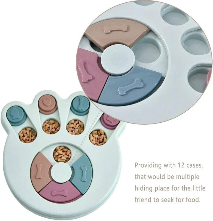 Interactive feeding and training toy for dogs and cats, designed to promote slower eating, reduce boredom, and enhance pet's mental stimulation