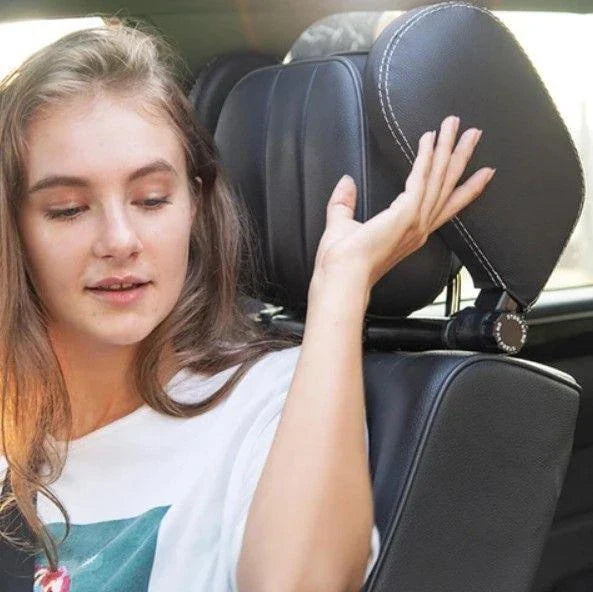 Adjustable car seat headrest pillow with memory foam side pillows for comfortable napping on the road