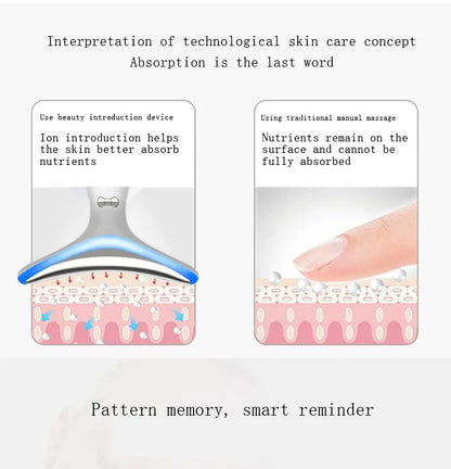 Color Light Neck Beauty Instrument - Neck Massaging Device with Vibration and Color-Changing Light Therapy