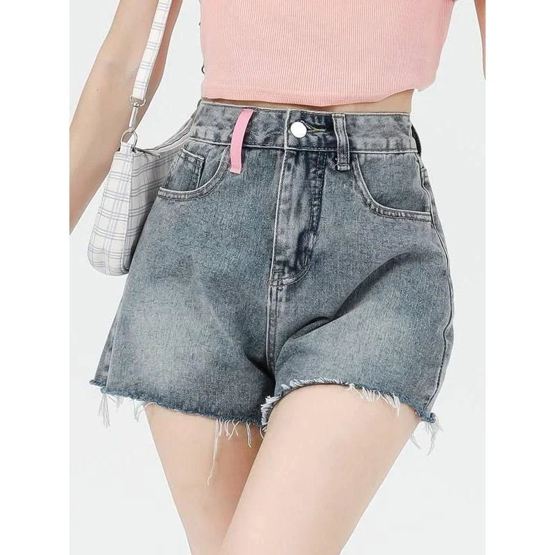 Hhomeenjoy Premium High-Waist Denim Shorts with Charming Embroidery