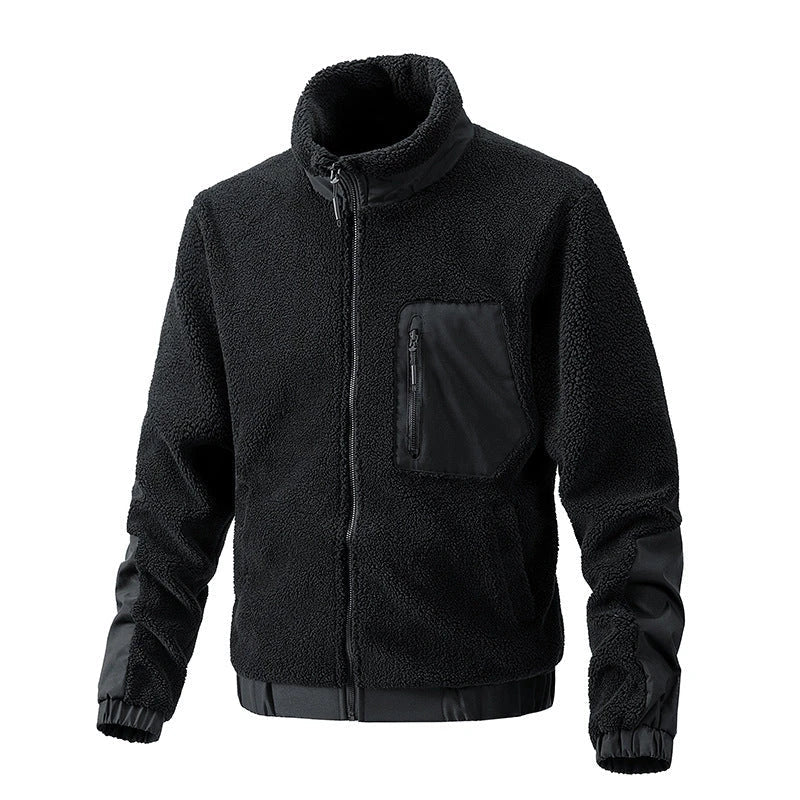 A cozy and stylish men's fleece jacket with a standing collar and convenient side pockets, available in a range of classic colors.