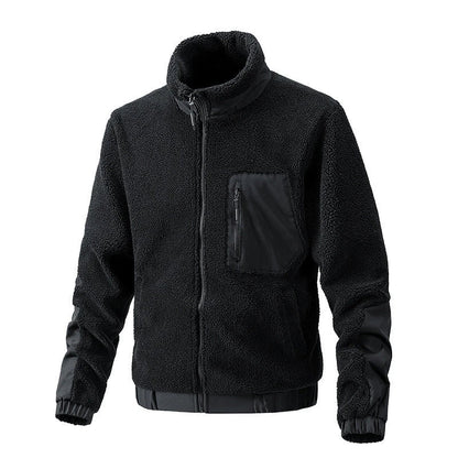 A cozy and stylish men's fleece jacket with a standing collar and convenient side pockets, available in a range of classic colors.