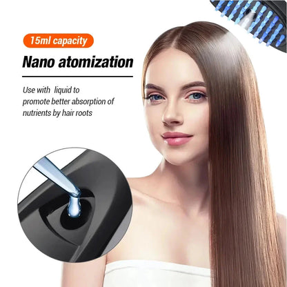 Electric Massage Comb with micro current scalp stimulator, blue and red light therapy, and soft massage head for healthy hair growth