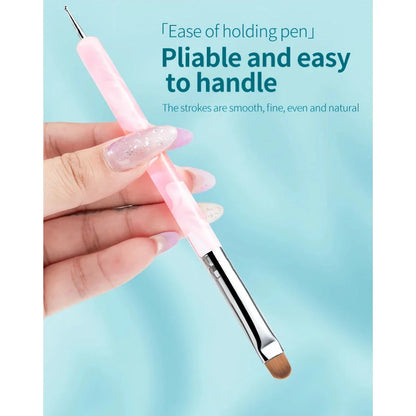 Premium dual-ended acrylic nail art brush and dotting tool in various colors for versatile nail design applications