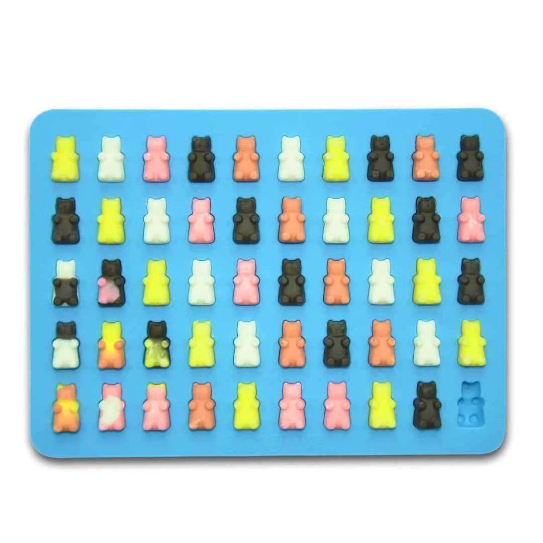 Cute bear-shaped nonstick silicone candy molds in blue color