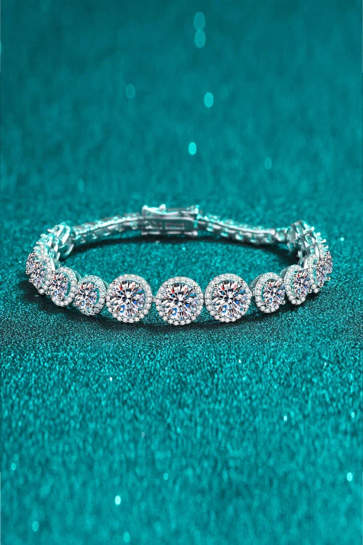 Elegant 925 sterling silver bracelet featuring a stunning 10.4 carat moissanite design with a minimalist, sophisticated style.