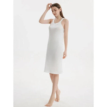 Elegant silk-blend halter neck midi dress in green and white colors, showcasing a chic and versatile design for modern American women.