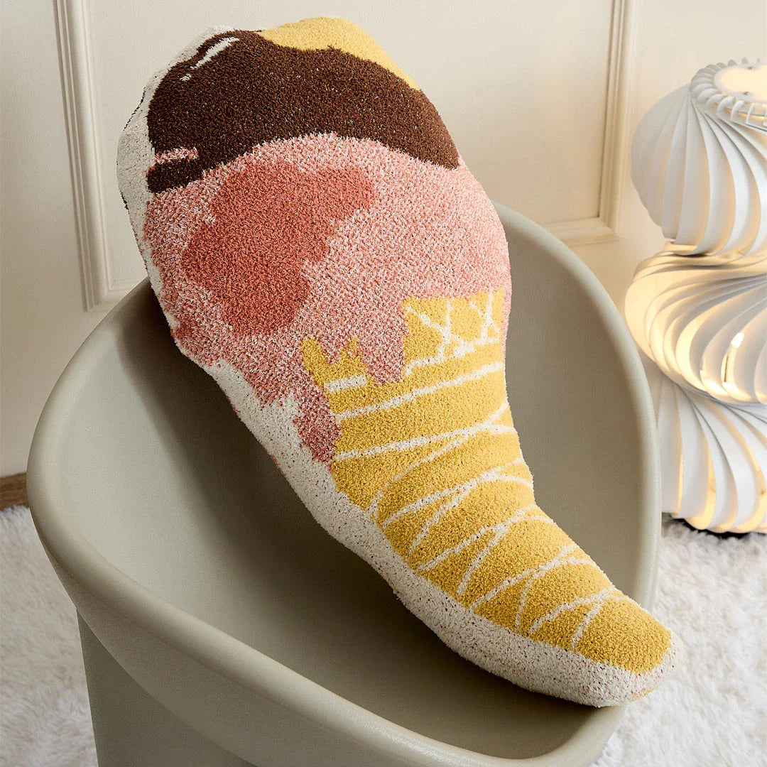 Soft and cozy Kawaii ice cream throw pillow with a playful design, perfect for adding a touch of sweetness to your home decor.