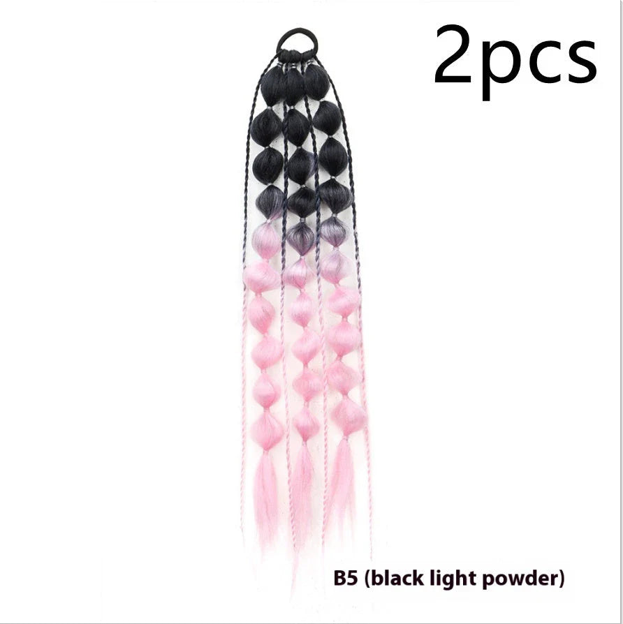 Colorful bubble braid ponytail wig made of high-quality heat-resistant fibers for a vibrant, unique style