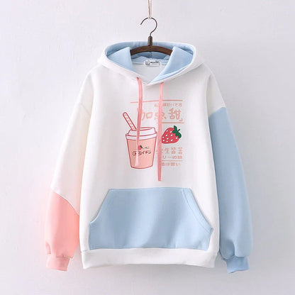 Cozy and stylish hooded sweater for trendy students, featuring plush velvet trim and oversized, slouchy fit for maximum comfort and warmth