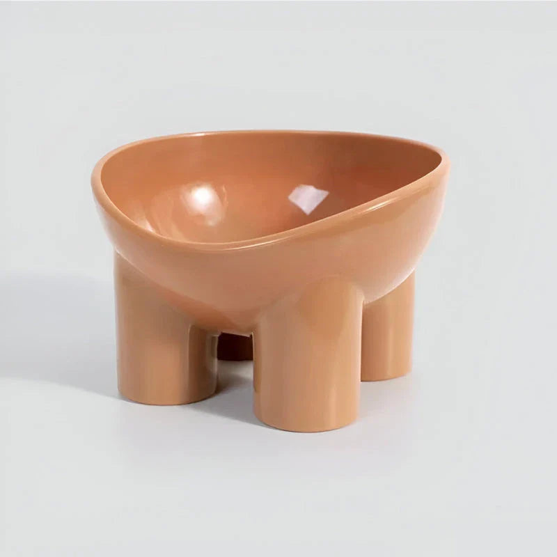 Elevated high foot pet bowl with neck support and anti-tip design for small dogs and cats