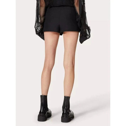 Women's high-waist patchwork applique slimming shorts in red, featuring a flattering silhouette and delicate decorative details