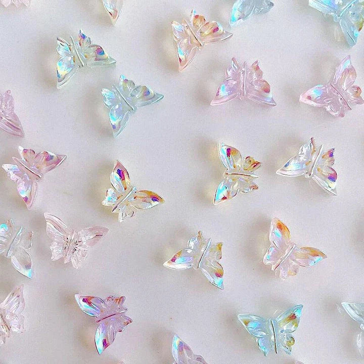 Aurora Butterfly Nail Charms - Iridescent 3D Acrylic Nail Decorations in a Mix of Butterfly Designs