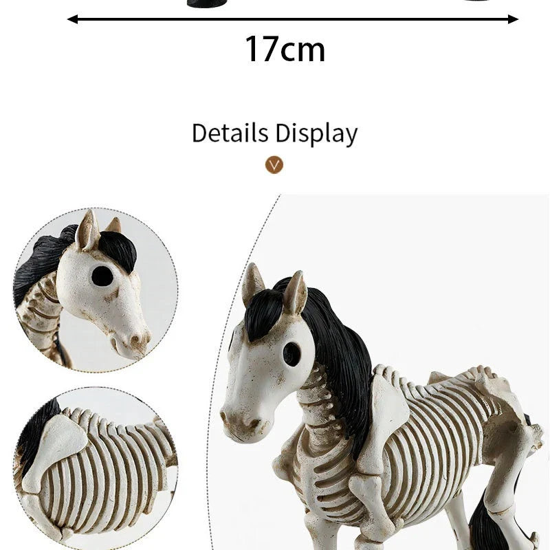 Skeleton Horse Ornament: Detailed resin decoration with a striking skeletal horse design for Halloween decor