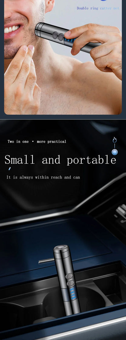 Dual Arc Lighter Razor with sleek zinc alloy body and stainless steel blade for effortless beard grooming