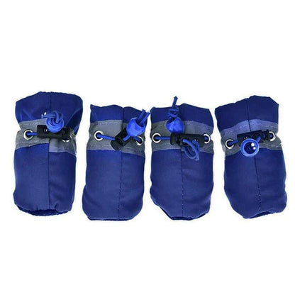 Adjustable waterproof dog socks in various sizes and colors, designed to keep paws dry and comfortable during outdoor adventures.