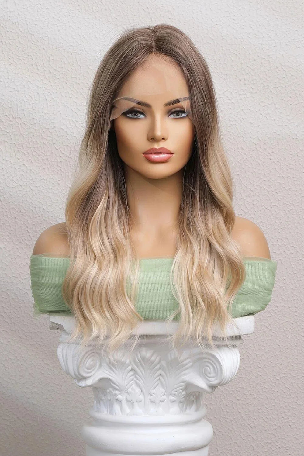Premium 24-inch long wave lace front wig with 150% density, featuring a natural-looking lace front and elegant waves for a head-turning look.