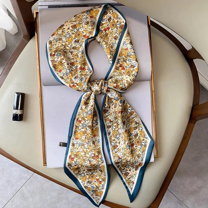 Floral print long polyester scarf in white, a versatile and stylish accessory for all seasons