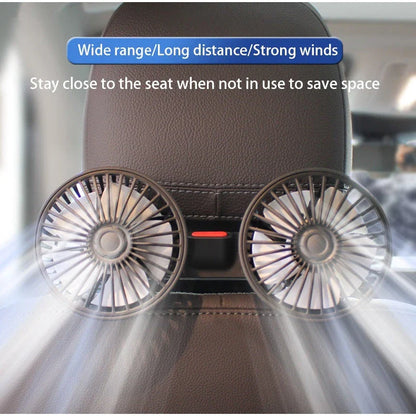 Adjustable Dual-Head Car Seat Cooling Fan with Powerful Airflow and Flexible Placement
