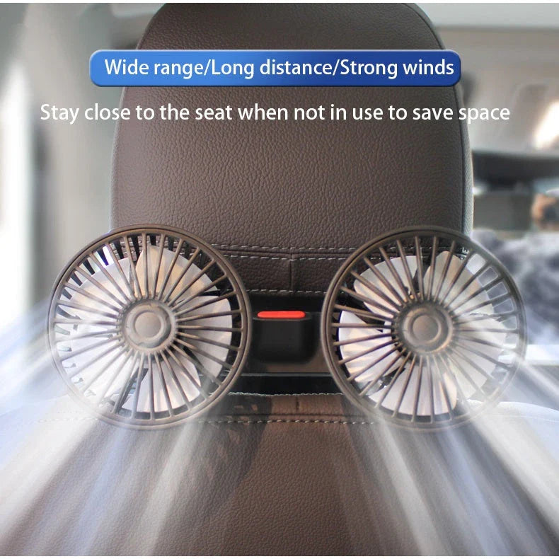 Hhomeenjoy US Adjustable Dual-Head Car Seat Cooling Fan with USB Charging