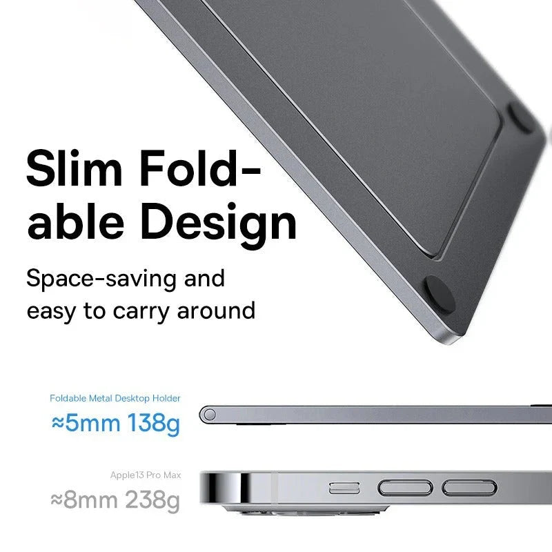 Aluminum Foldable Desktop Tablet and Laptop Stand with Adjustable Angles and Sleek Design