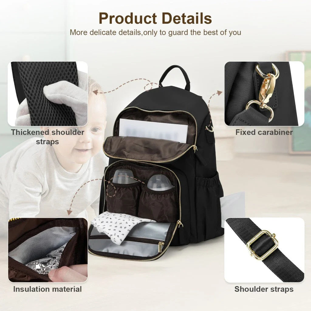 Premium Diaper Bag Backpack with Spacious Main Compartment, Insulated Bottle Pockets, and Comfortable Straps