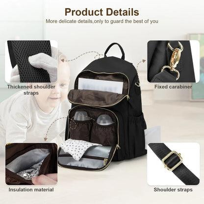 Premium Diaper Bag Backpack with Spacious Main Compartment, Insulated Bottle Pockets, and Comfortable Straps