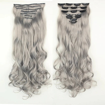 Long wavy ombre clip-in hair extensions with a voluminous, glamorous look