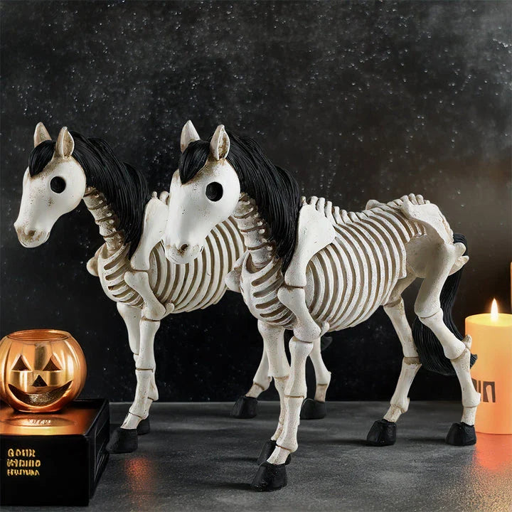 Skeleton Horse Ornament: Detailed resin decoration with a striking skeletal horse design for Halloween decor