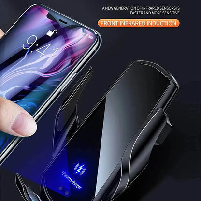 15W Fast Charging Auto-Clamping Wireless Car Charger with 360-Degree Rotation and Universal Qi Compatibility
