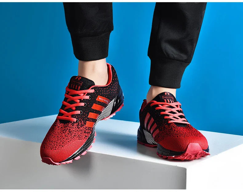 Lightweight, breathable mesh running shoes with flexible rubber soles for active lifestyles