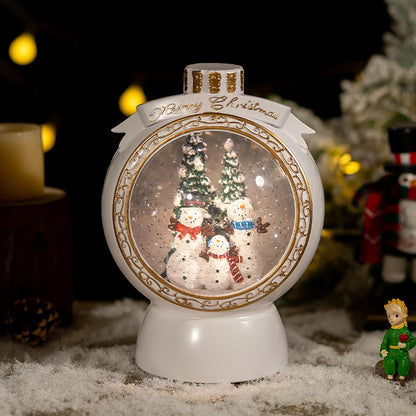 Snowflake music box with automatic snow feature playing classic Christmas melodies